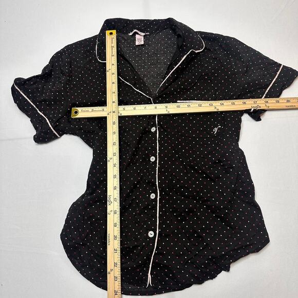 Victorias Secret Bundle  Size Medium Black With Pink Poka Dot With V Embroidered - Picture 3 of 8